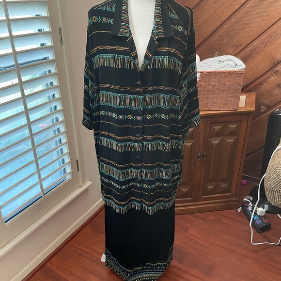 Vikki Vi California Button Down blouse size 3X short sleeves faux embroidery - Picture 15 of 15